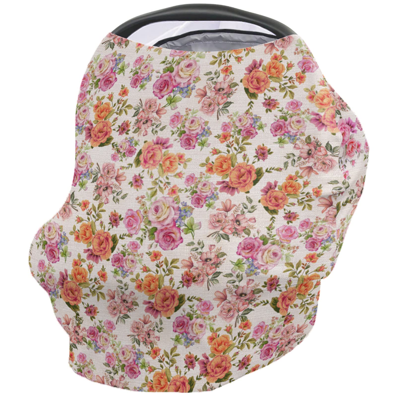 Nursing Cover for Breastfeeding Scarf, Floral Vintage Farmhouse Baby Car Covers Super Soft Multi Use for Canopy Shopping Cart Cover Blanket Stroller Cover