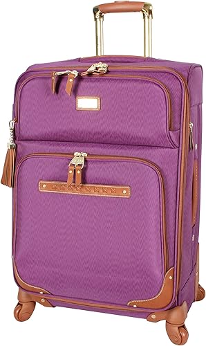 Steve Madden Designer Luggage Collection - Bolsa expandible de 28 pulgadas para hombres y mujeres, maleta duradera y ligera a cuadros con ruedas