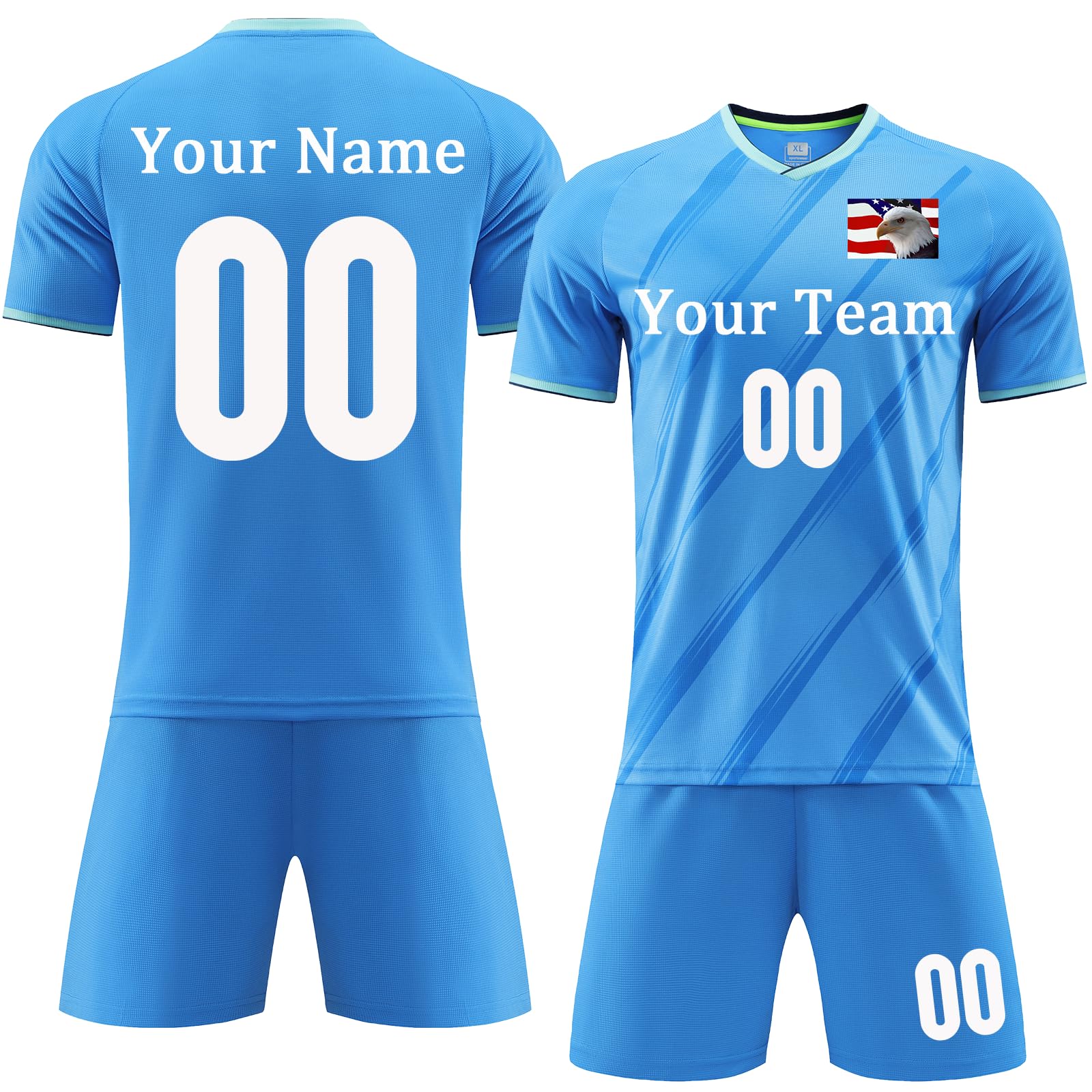 Adult Men Kid Boys Personalized Soccer Jersey Custom Jersey Soccer Uniform Soccer Shirt and Shorts Set with Name Number Team