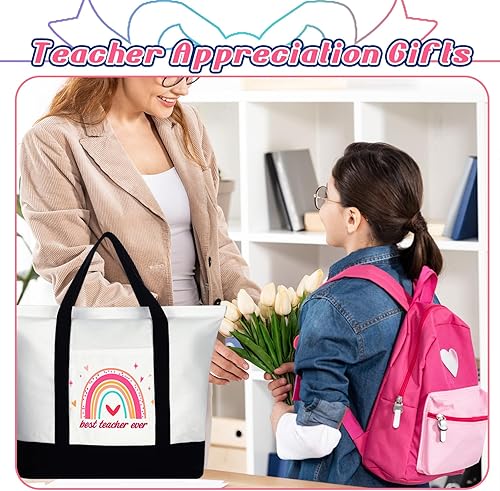 Miniatura 2 de Mixweer 4 bolsas de lona para profesores, regalos de agradecimiento para profesores, bolsas de regalo para mujeres, regalos de Navidad, suministros