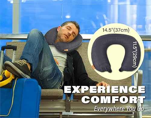 Miniatura 7 de TREKOLOGY Almohada inflable para el cuello para viajar, almohada inflable de viaje para aviones, almohada de aire para el cuello, almohadas de viaje