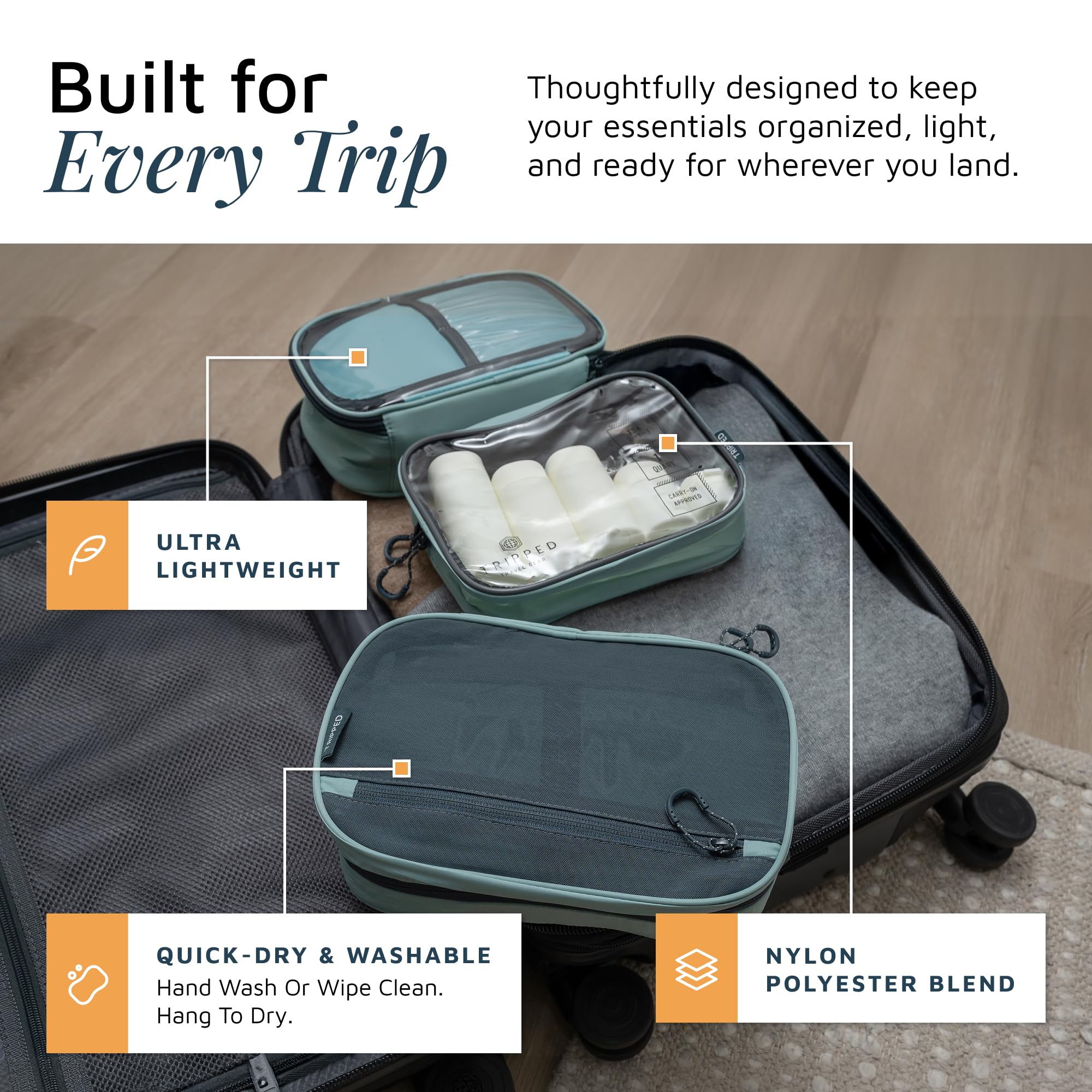 Set di trousse da toilette: borsa da toilette da viaggio da appendere + 311 TSA Cosmetic Liquid Bag + custodia organizer per accessori ultraleggera