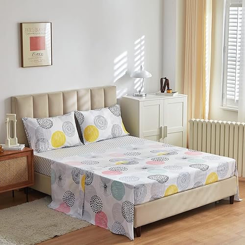 Miniatura 6 de UOZZI BEDDING Juego de edredón de 5 piezas para cama en una bolsa, colcha de lunares coloridos tamaño individual con (1 edredón reversible de 68 x