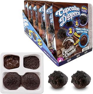 Cupcake Dippers for Kids & Adults - Moist Chocolate Cupcakes with Creamy Chocolate Fudge Icing & Crunchy Cake Toppings for Dipping - Perfect for Birthday Parties, Office Snacks or an Anytime Treat - Pack of 6