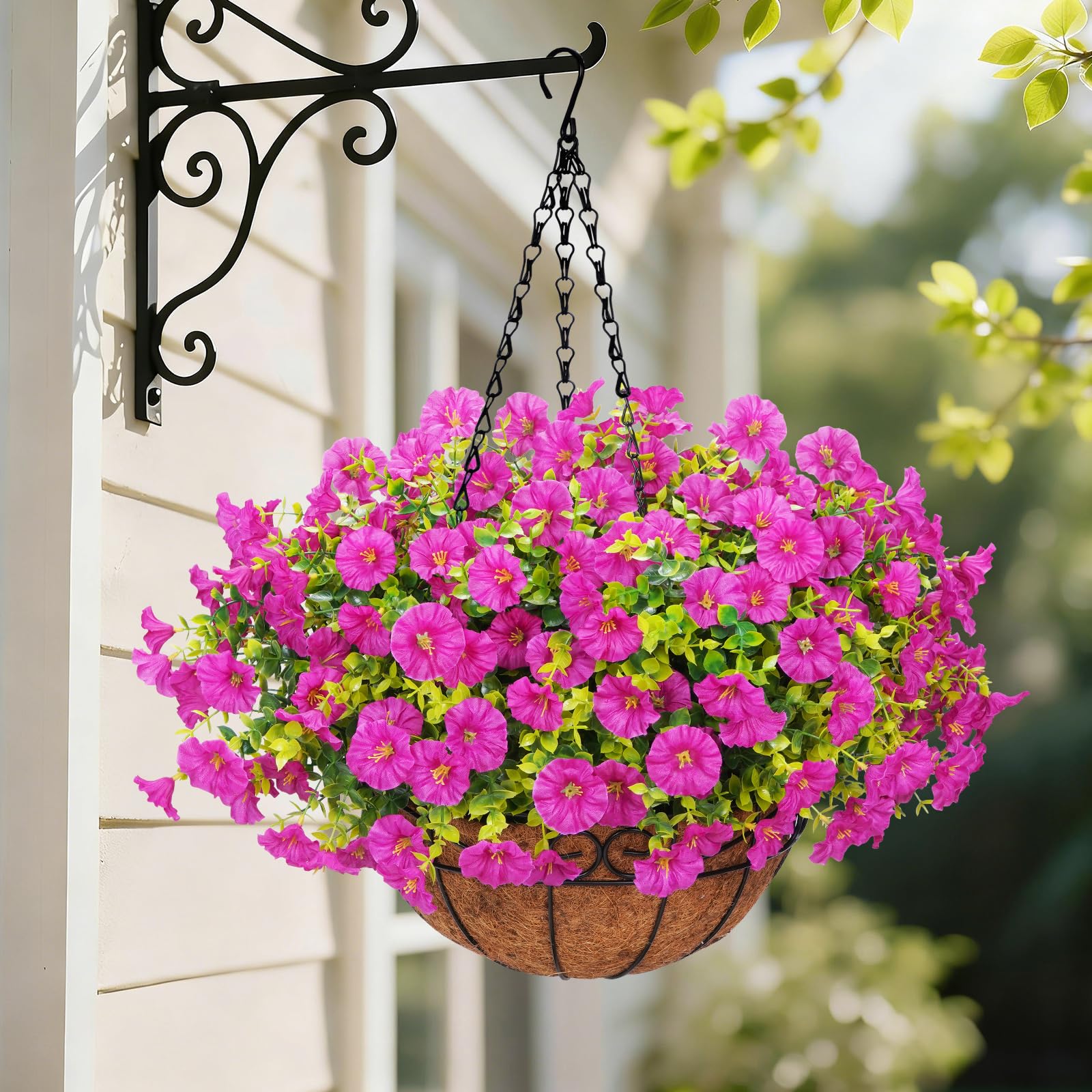 Yastouay Artificial Boxwood Petunia Basket