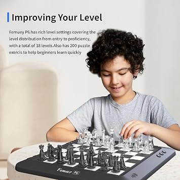 Electronic Chess Set, Computer Chess Game, Smart Chess Board, Chess Set Board Game, Electronic Chess Game, LEDs, Built-in Battery, Great Partner for Play and Practice