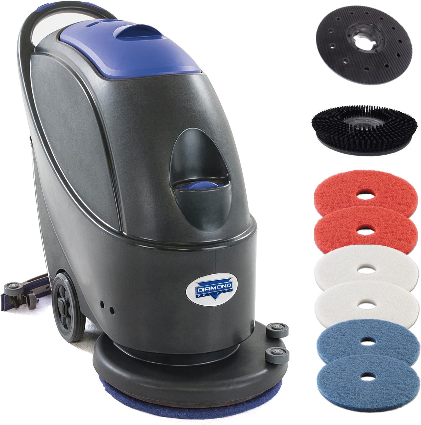 Diamond Products Crown G17 17" Corded Automatic Floor Scrubber w/Floor Brush & Assorted Floor Pads