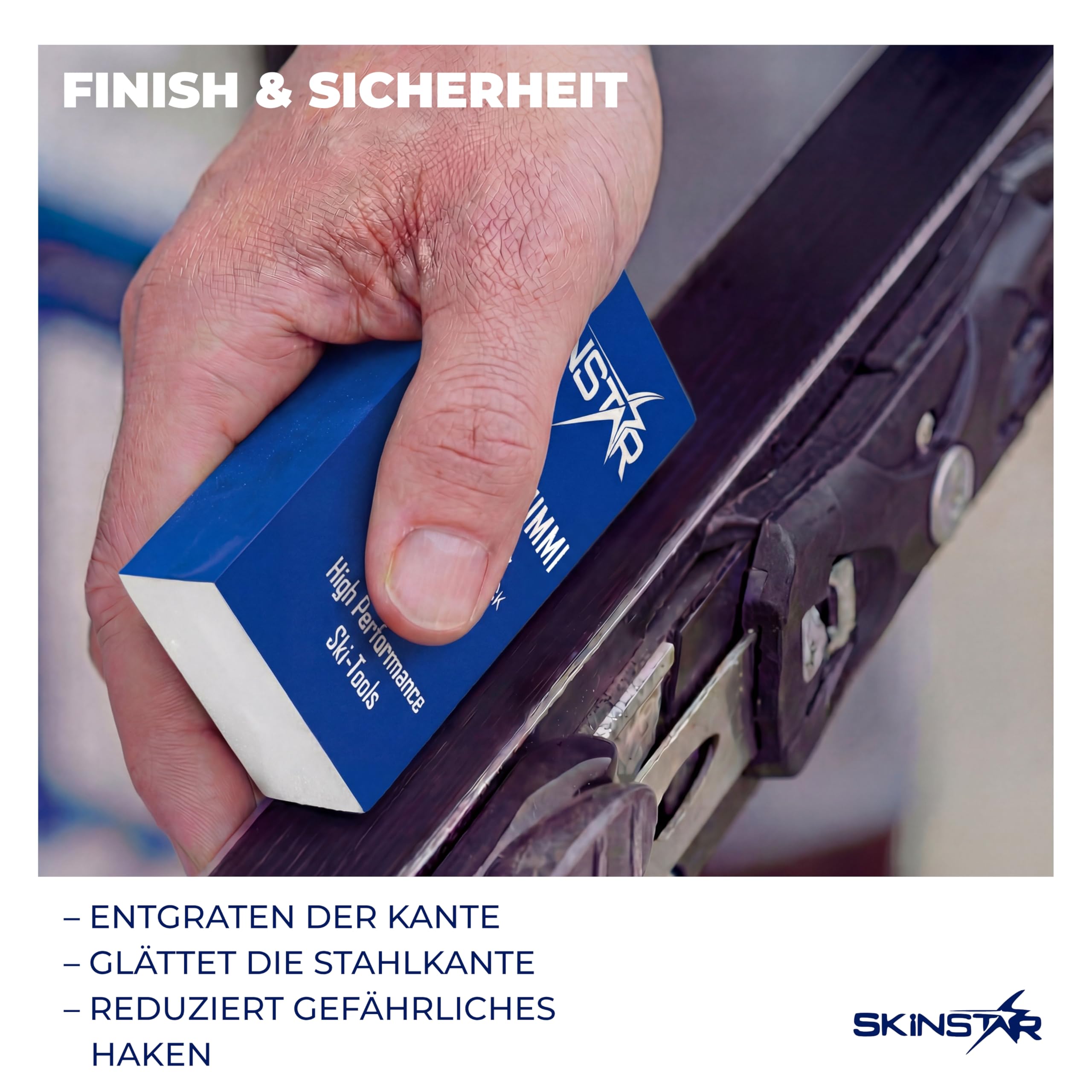SKINSTAR Ergo Semi Edger Kantenschleifer 90°-85° | Seitenkantenschleifer für Ski & Snowboard | ergonomischer Kantenschärfer mit Gleitflächen | inkl. Schleifgummi zum Entgraten & Polieren