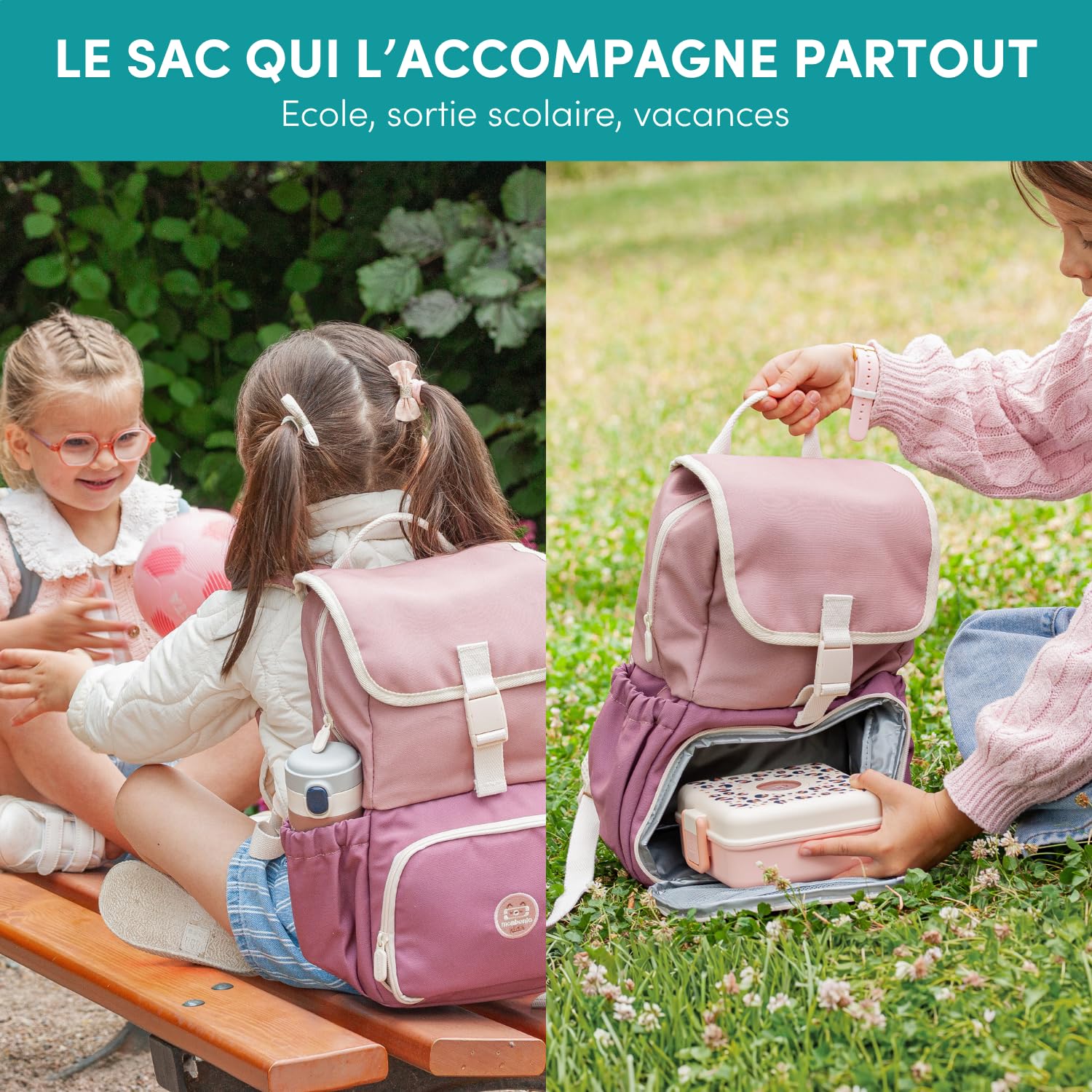 monbento - Sac Isotherme Enfant 2-en-1-9L - pour le Goûter - Rose