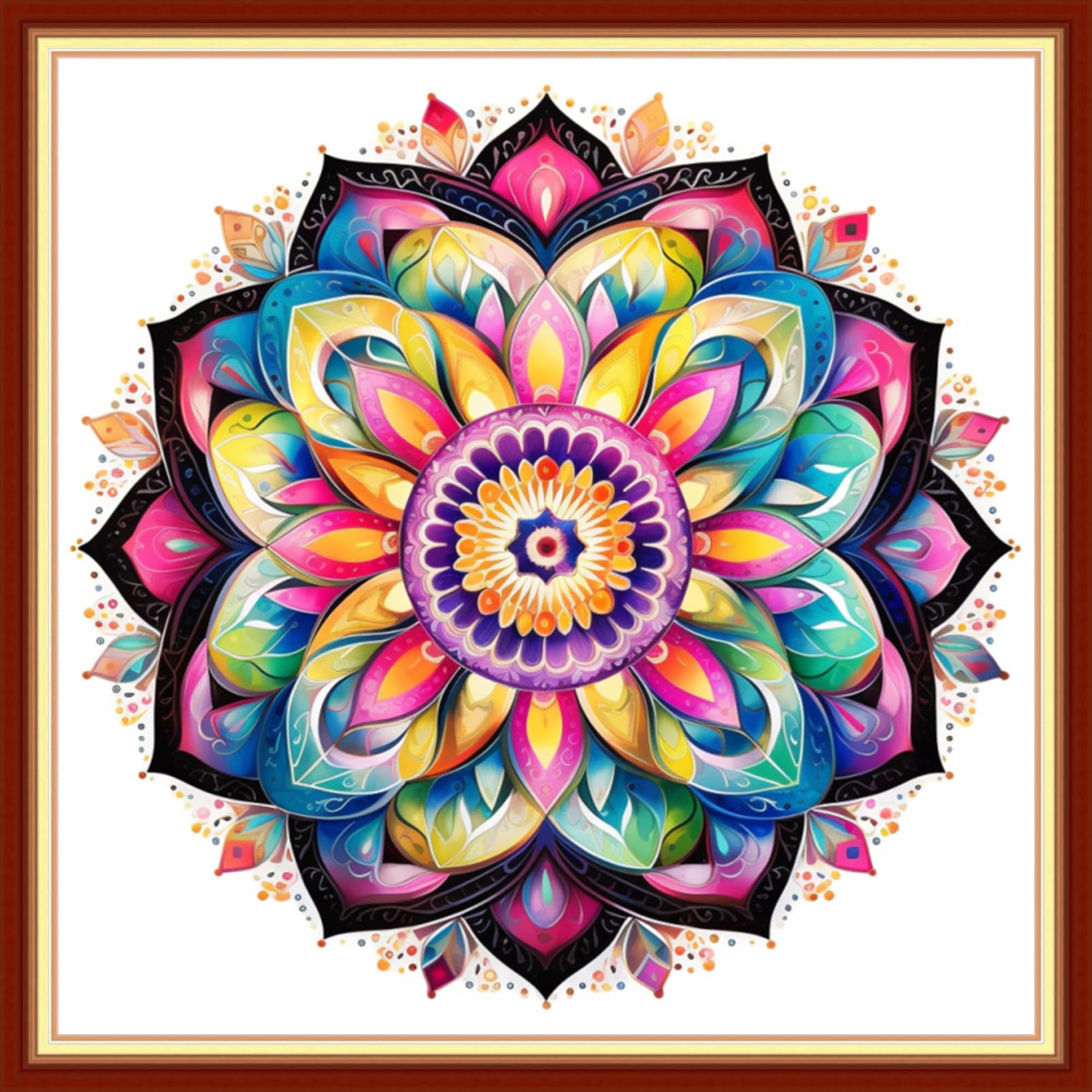 Redxing Stamped Cross Stitch Kits Full Range of Embroidery Starter Kits- Needlepoint Counted Cross Stitch Kits for Beginner Adults 11CT Printed Embroidery Kit-Colorful Mandala 18x18 inch