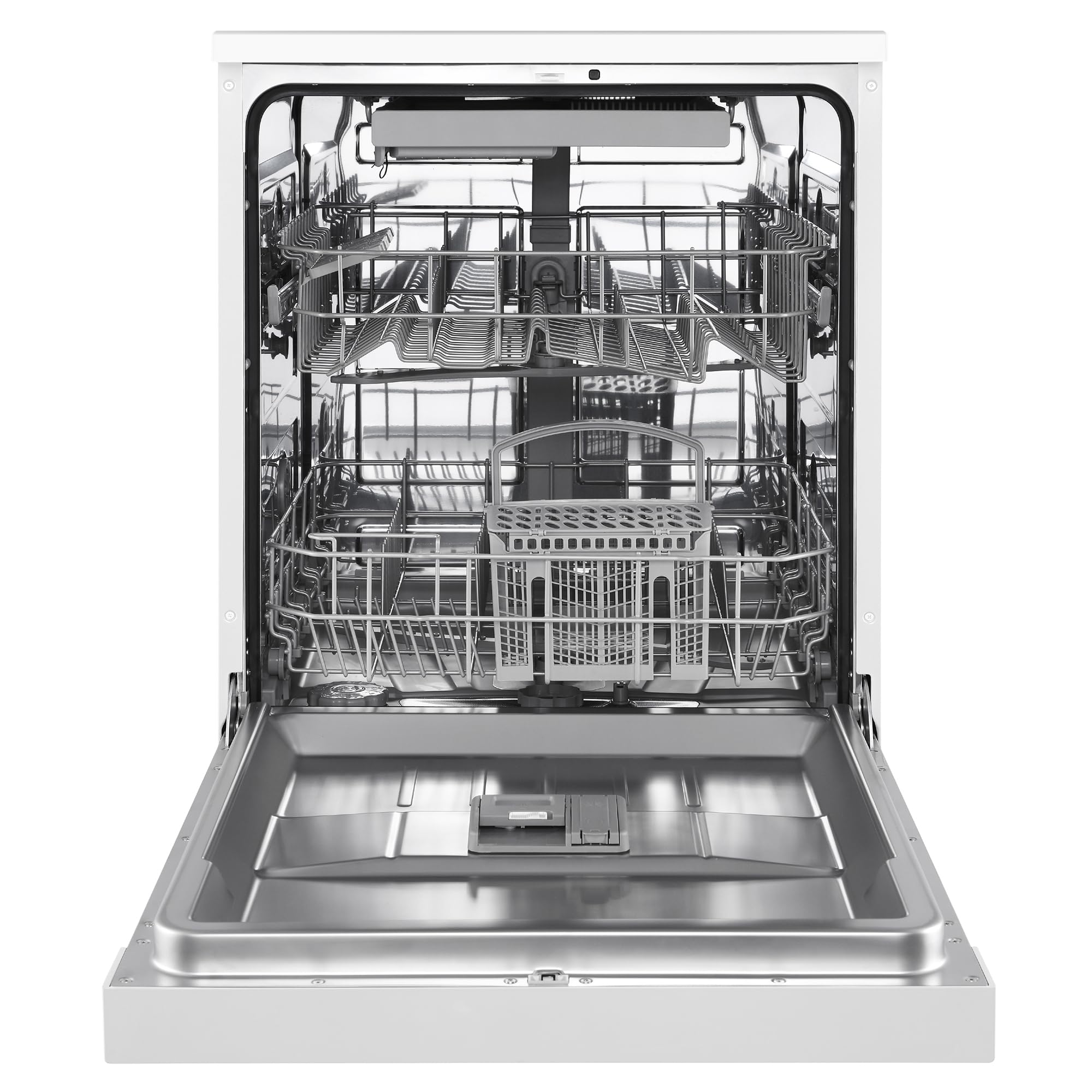 Russell Hobbs Freestanding Dishwasher, Class D, 14 Place Settings, 6 Wash Programs, 24-Hour Delay Start, Auto Door Open, 1 x Height Adjustable Basket and Mini Cutlery Tray in White, RH60DW00D2W — view 13
