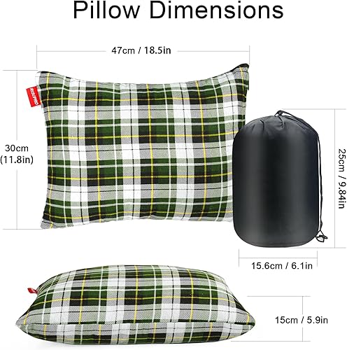 Miniatura 2 de Almohada para acampar al aire libre, ligera, comprimible, fundas de almohada de viaje de franela, funda de almohada extraíble lavable para acampar y