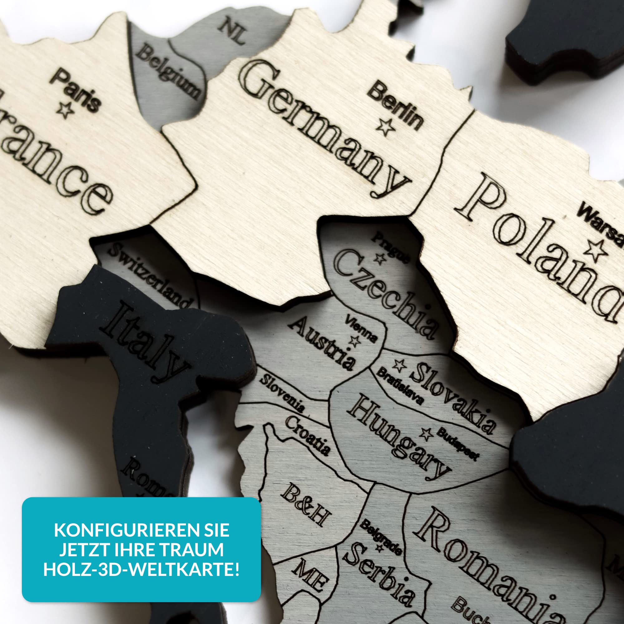 Estika Custom Weltkarte aus holz 3D - Planen Sie neue Reisen - 20 Farben zur Auswahl - 5 Größen - Wanddeko Wohnzimmer, Schlafzimmer, Büro, Kinderzimmer