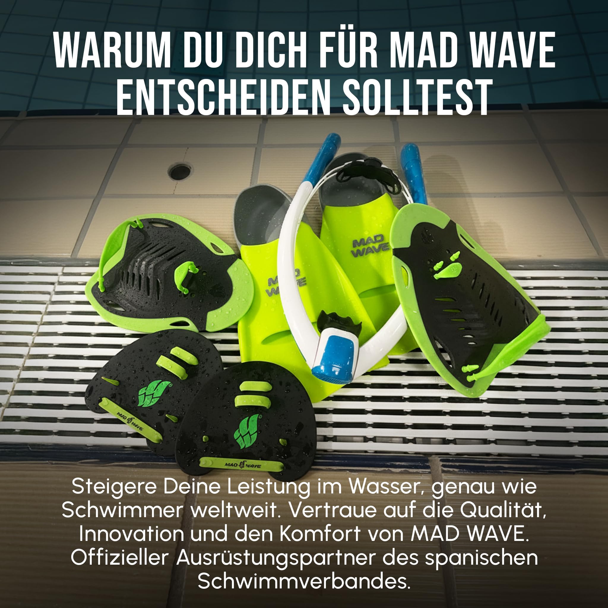 Mad Wave Stroke Trainer Schwarz – Technik-Paddles für Schwimmer – Schwimmtrainer zur Verbesserung der Kraultechnik & Armführung – Trainingspaddel für sauberen Wasserzug & Schwimmtechnik