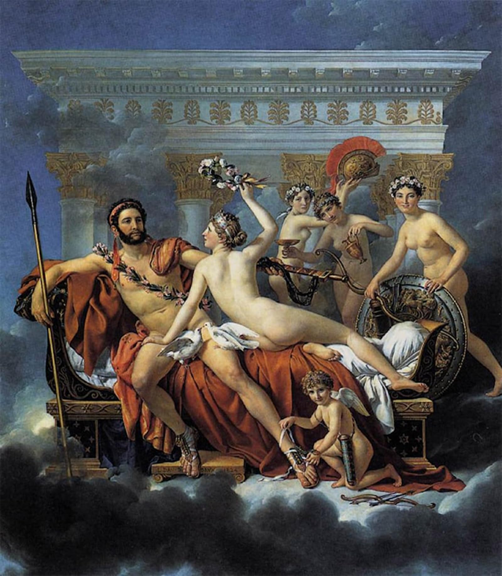 ARTXLXXBN Famous Painting Art Wall Decor Abstract Art Picture Mars Disarmed by Venus and the Three Graces by Jacques-louis David Animal Pictures for Home Decor 60x90cm
