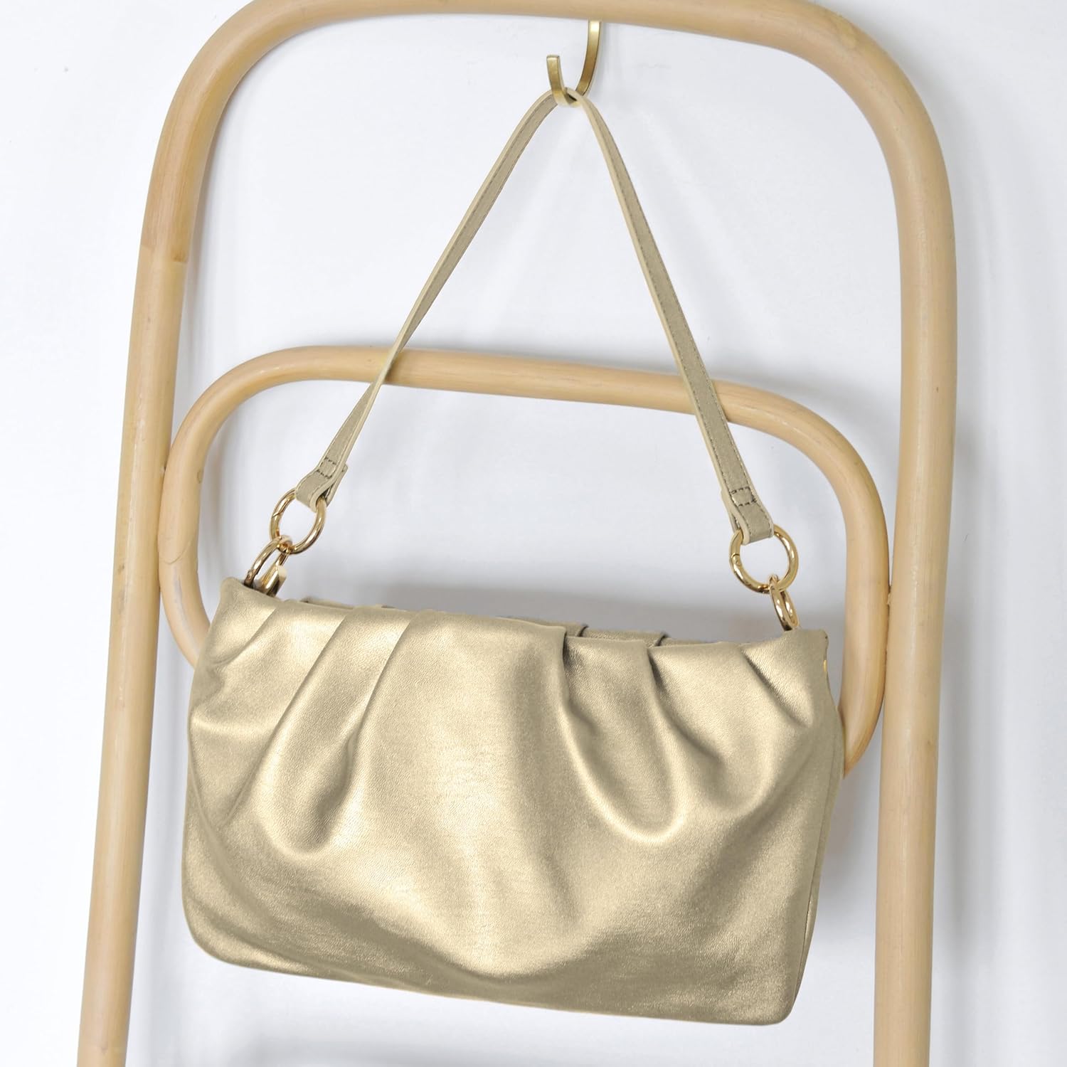Women Ruched Shoulder Handbag Cloud Pouch Hobo Bag Convertible Clutch Soft Vegan Leather Cross body Bag