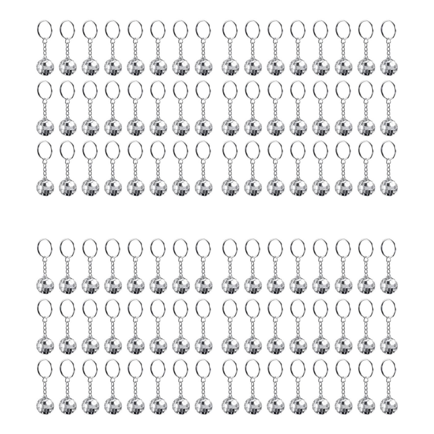 Hndhbfgrt 96 Pack Mini Mirror Disco Ball Keychain Last Disco Bachelorette Retro 60s 70s Disco Keychain for Party Favors Set