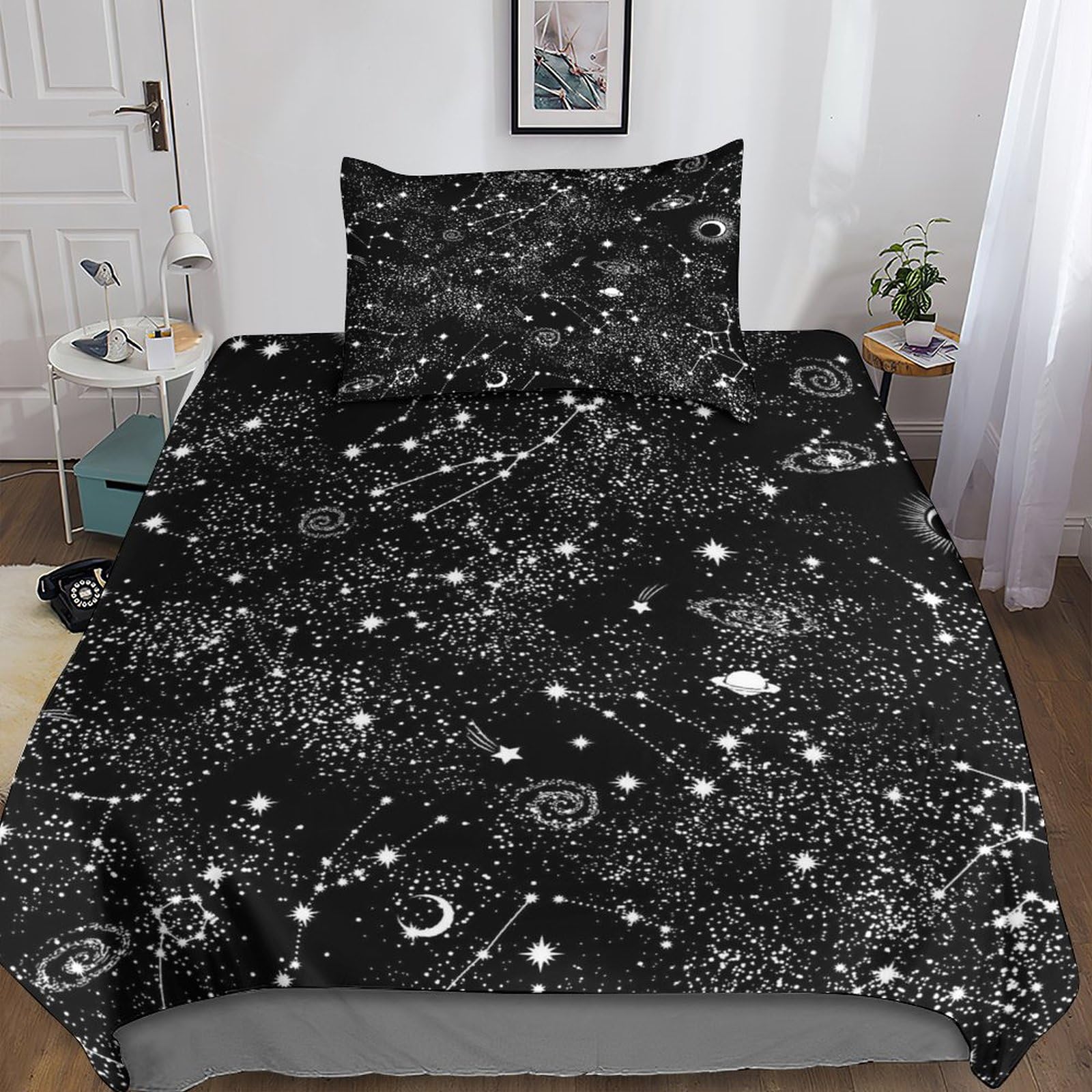 Housse de couette Cosmos 3D 135x200cm en microfibre souple avec taies