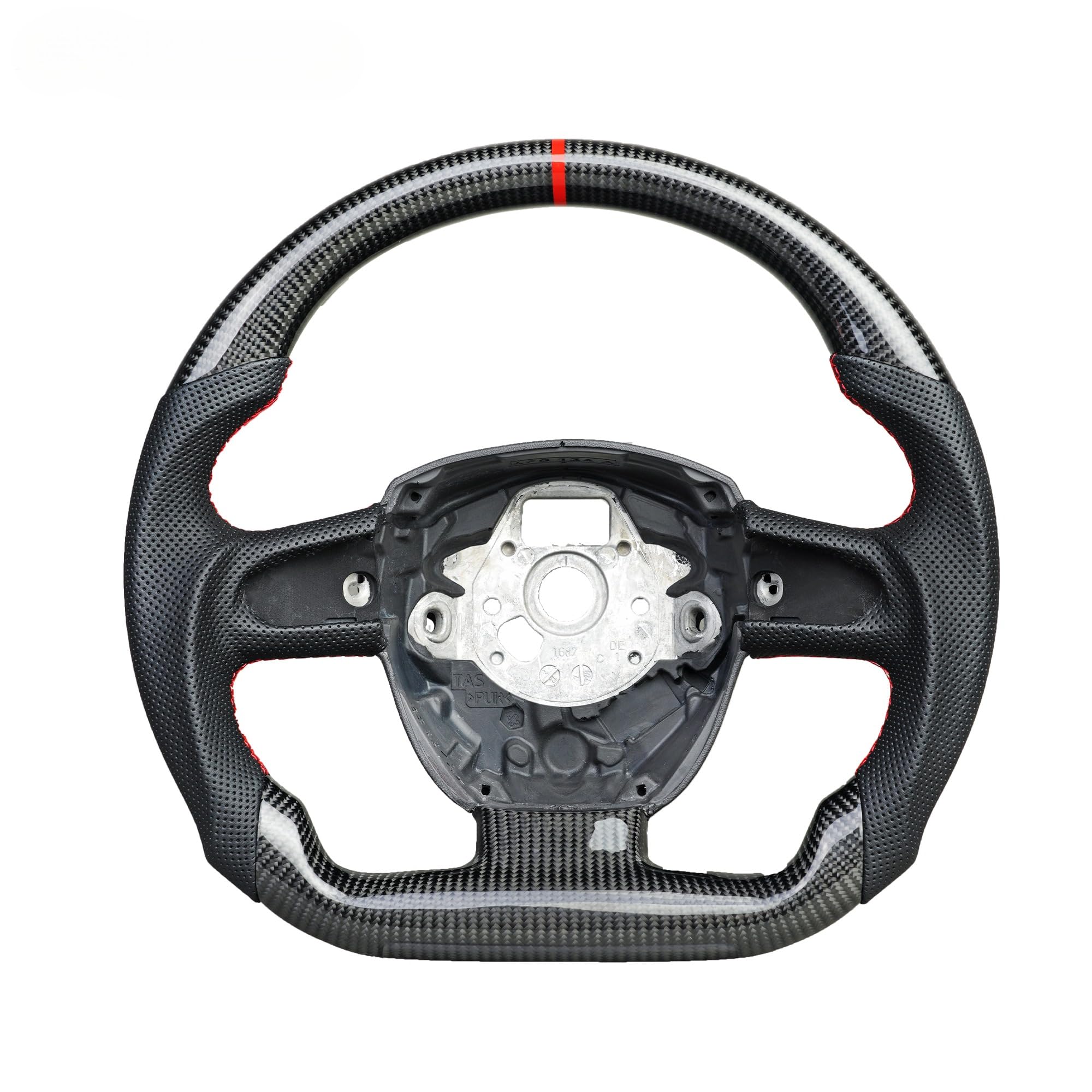 Carbon Fiber Steering Wheel for Audi D-shaped Flat-Bottom with Red Positioning Line Upgrade Replacement Steering Wheel Automobile Accessories for 2010 Audi A5