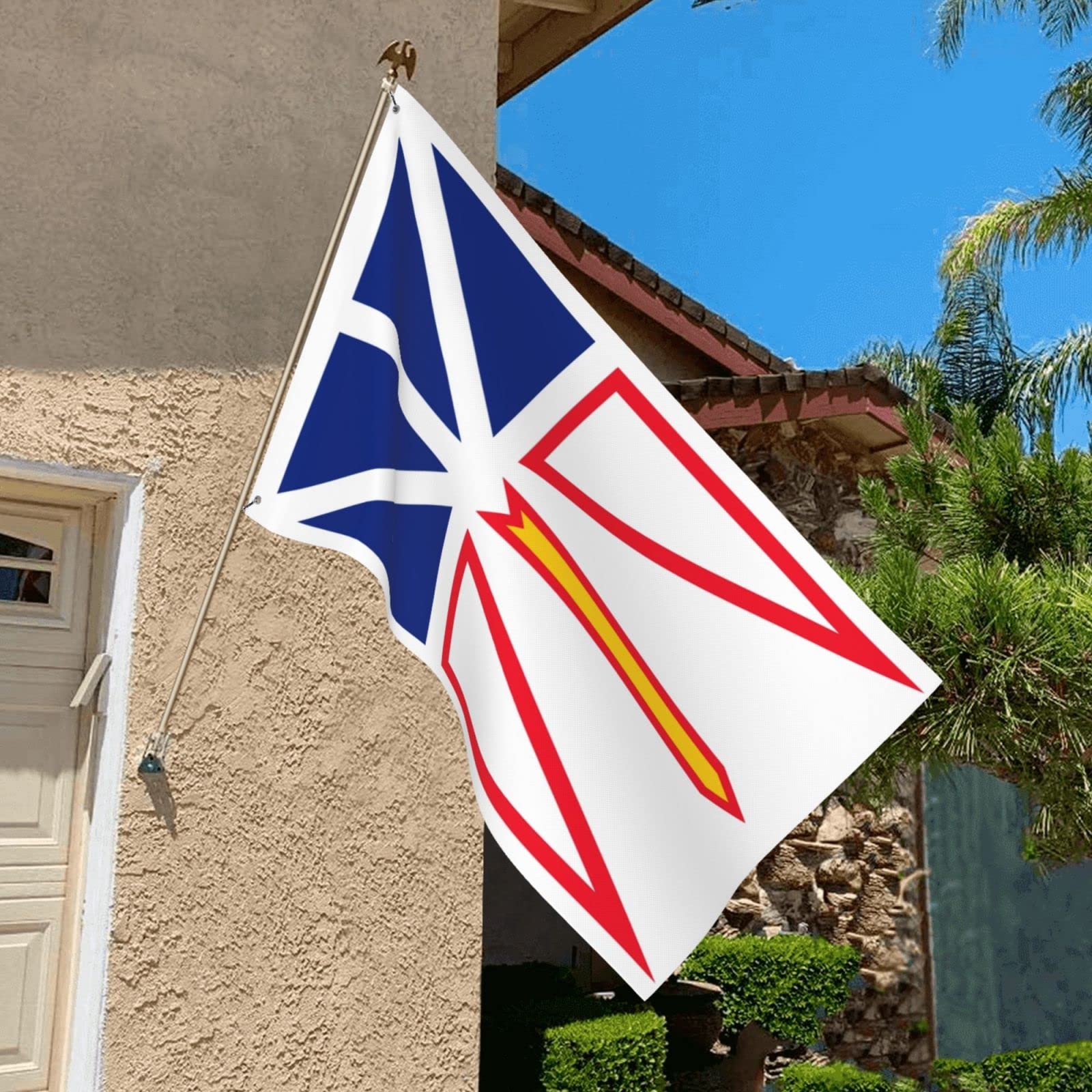 Newfoundland and Labrador Province of Canada Flag Waving on the Wind Stock Image