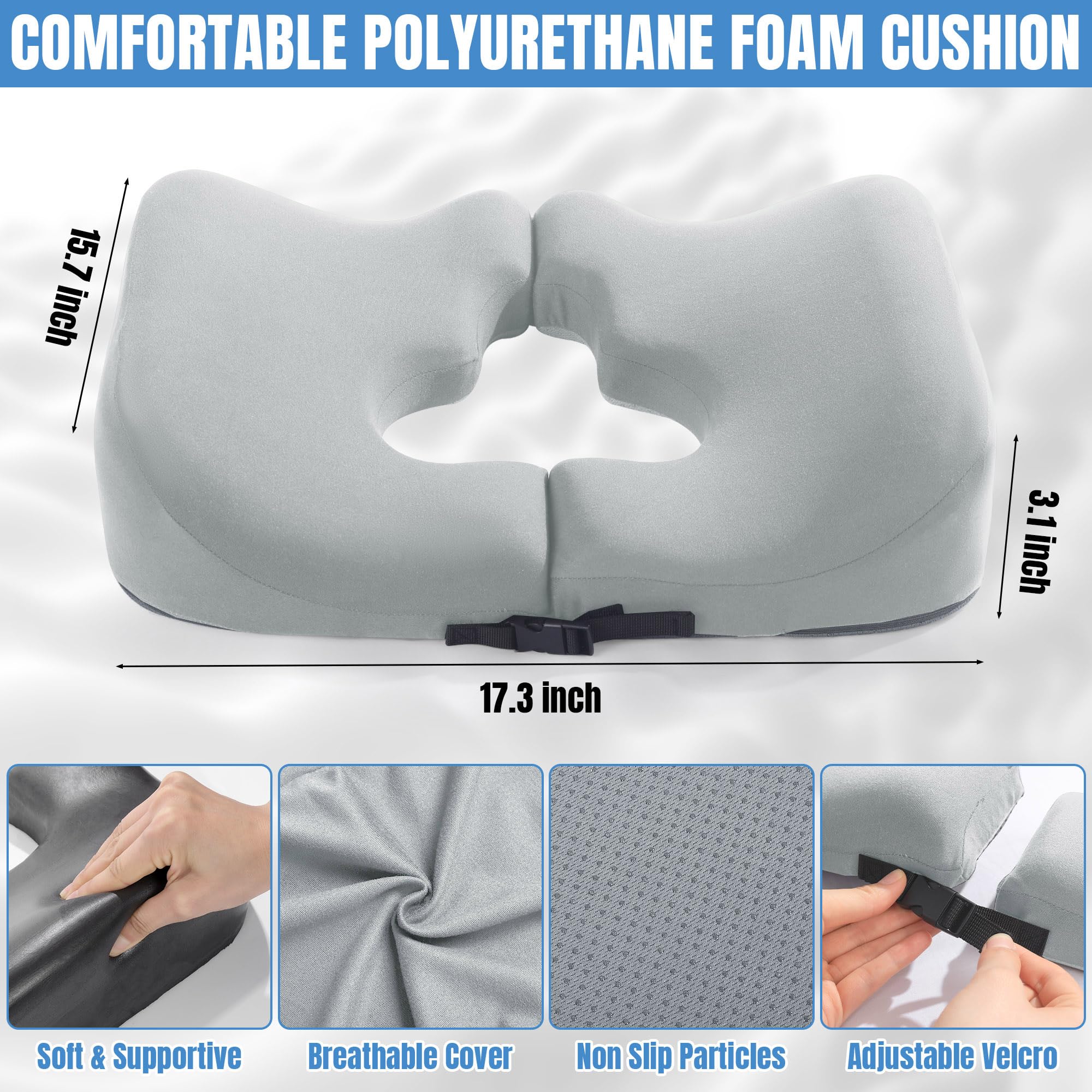 HOMBYS Cojines de Espuma viscoelástica para aliviar el Dolor de Cama para el Trasero, Almohada de Alivio de presión para Dormir y Sentarse, cojín para úlceras de Cama en Las Nalgas, Almohada de coxis