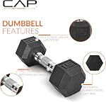 CAP Rubber Coated Dumbbell Weight Set with Vertical Rack | 100 lb, 150 lb, and 210 lb Options