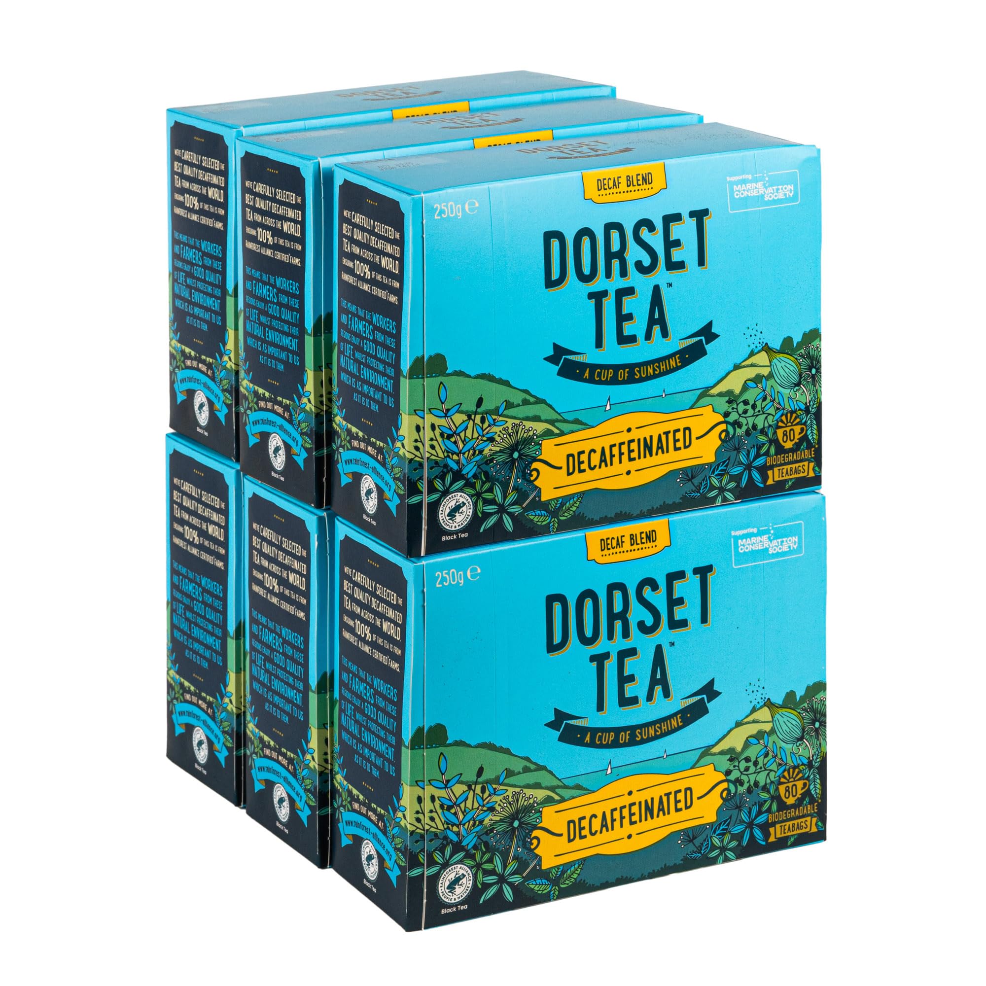 Decaffeinated Biodegradable Teabags 6 x 80 (480 Teabags total) 100% Rainforest Alliance Certified Decaf Black Tea