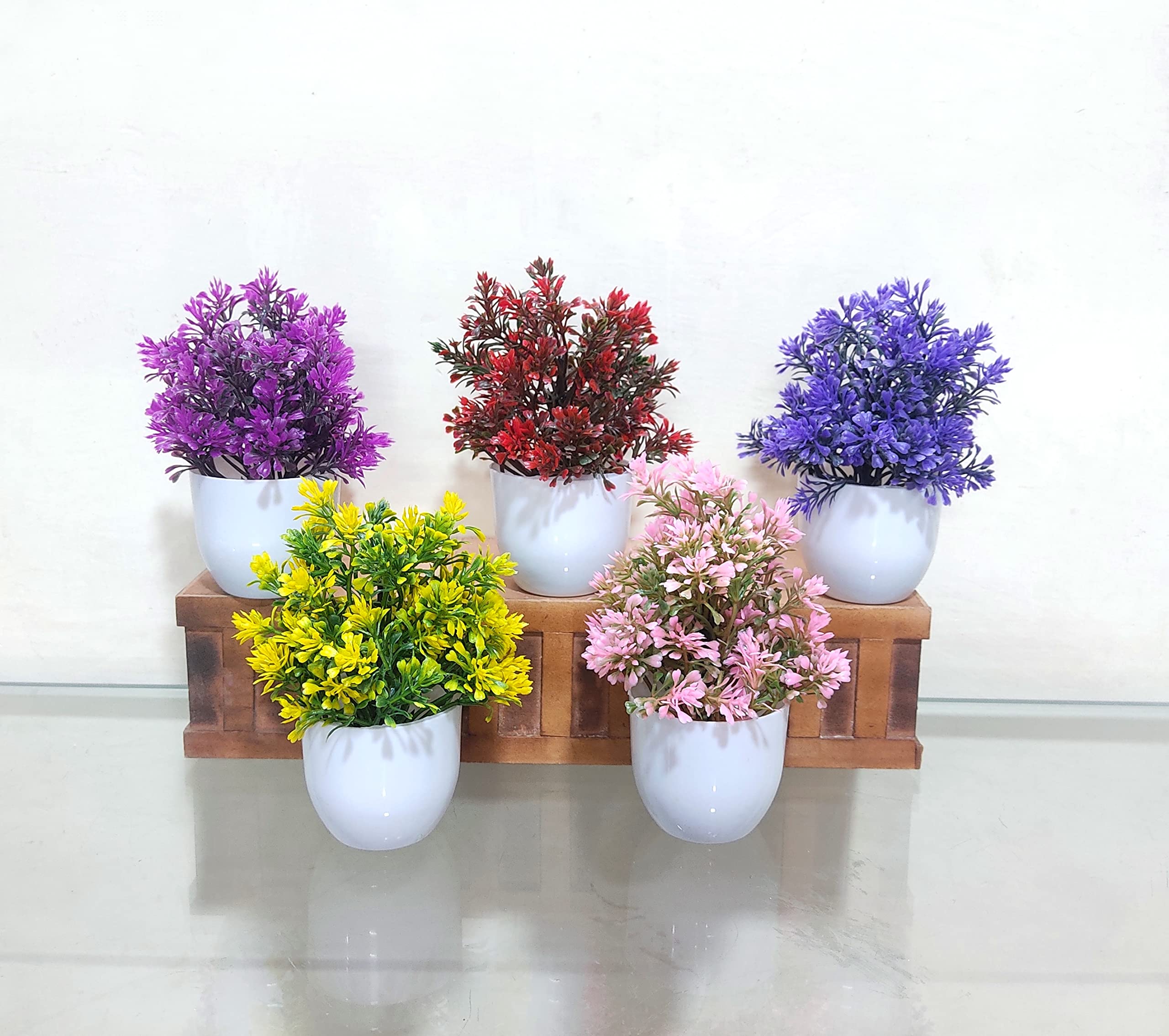 SAF Set of 5 Small Artificial Flower Plant for Home, Office, Garden and Table Decor Bonsai Wild Artificial Plant with Pot (14 cm, Multicolor) (B0C6TD227Q) Amazon Price History, Amazon Price Tracker