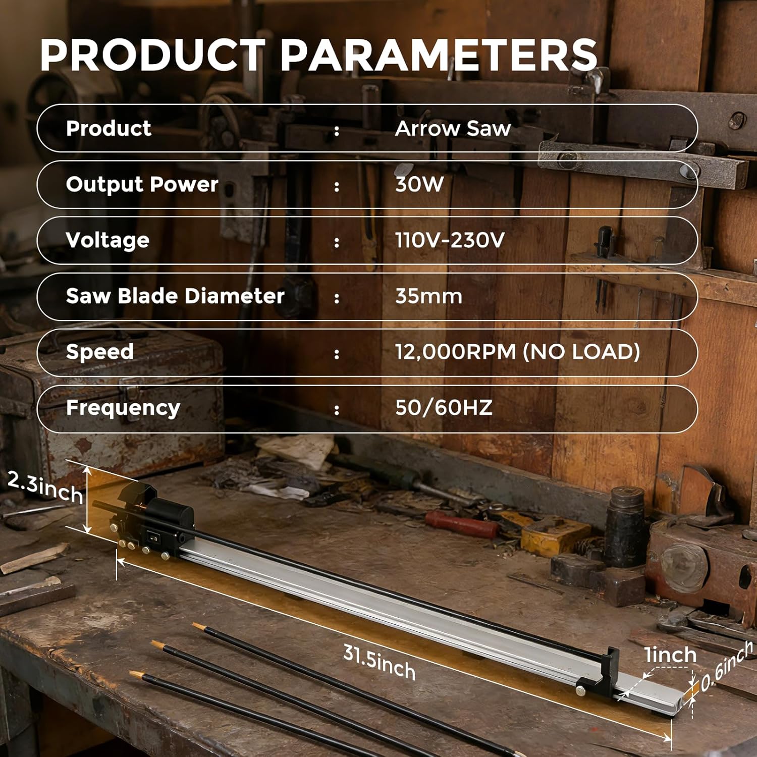Bonvoisin Arrow Saw Cutter Electric Archery Tools Arrow Cutter Carbon Arrows Kit with 5 Saw Blades for Adjustable Length Arrow Shaft DIY