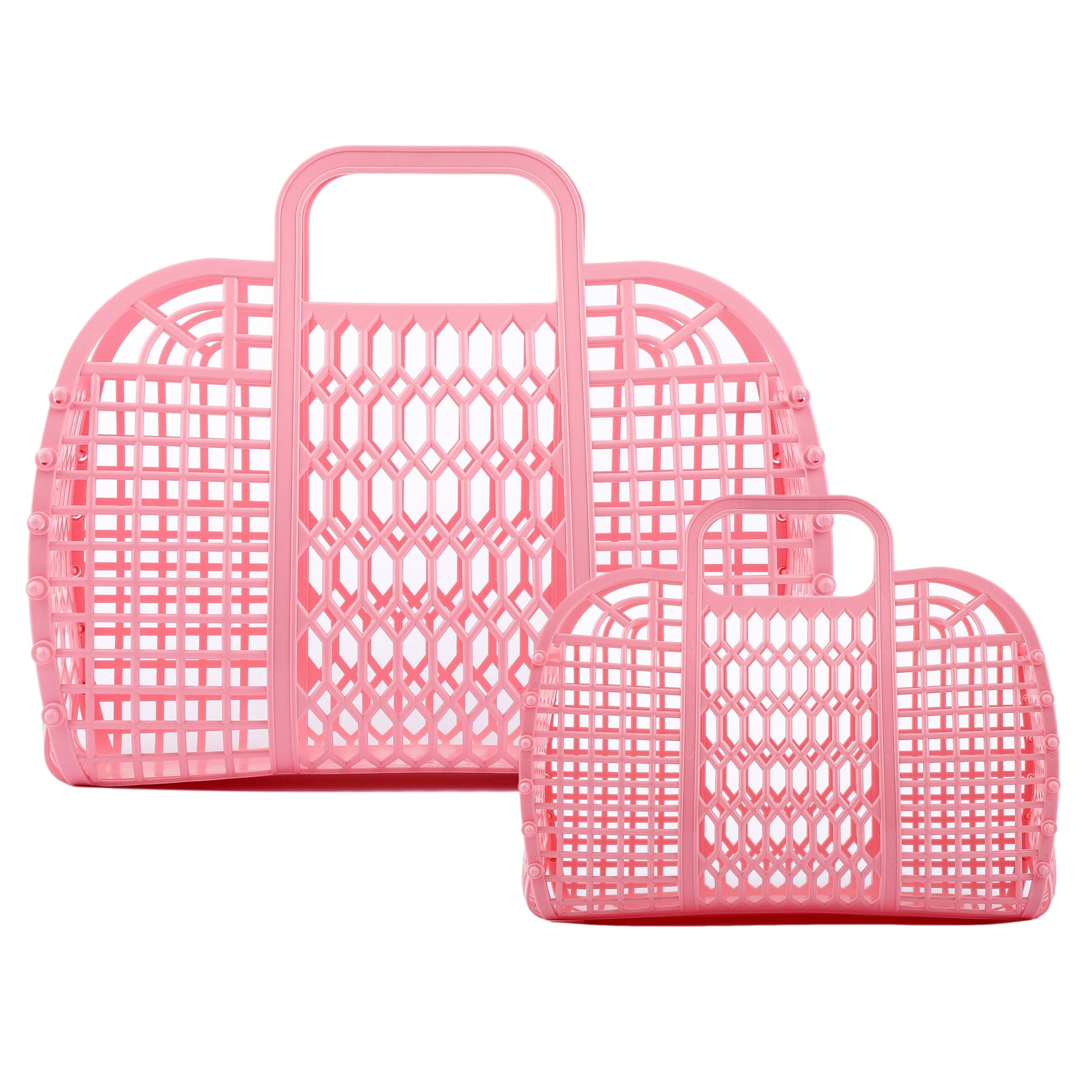 BABANA Jelly Bags - (Set) Small and Large Mother Daughter Jelly Totes | Reusable Gift Basket, Beach Bags - (Small, Large) - Pale Pink