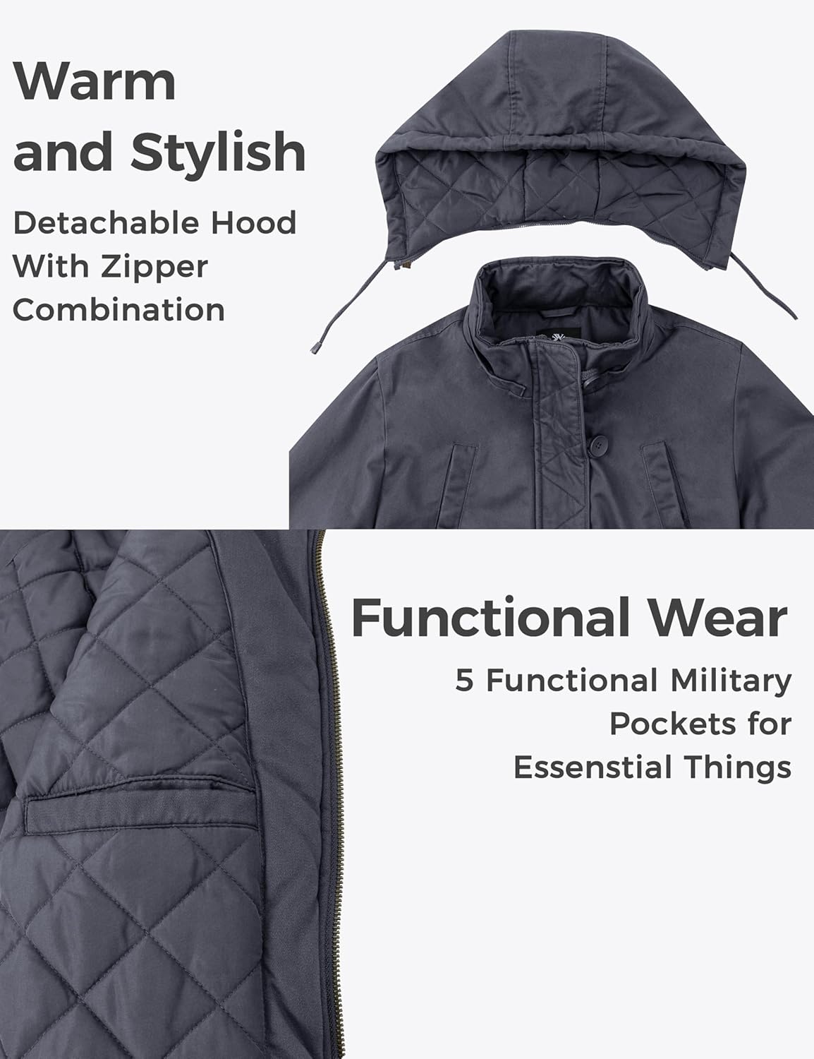 Wantdo Women's Winter Thicken Puffer Coat Warm Fleece Lined Parka Jacket with Hood - Image 5