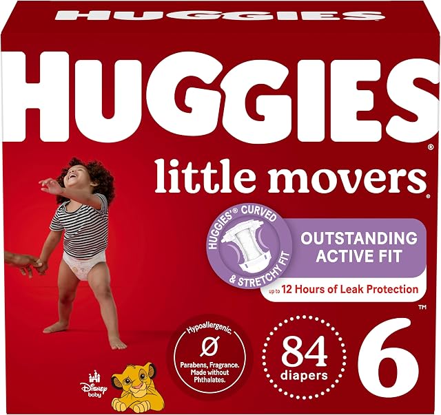Disposable Baby Diapers Size 6 - Huggies Little Movers, 84ct, Mega Colossal Pack