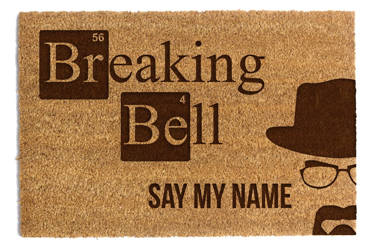 Happenings Zerbino in fibra di cocco – Zerbino divertente con scritta "Breaking Bell" – Come regalo – Zerbino per la casa (60x90 cm)