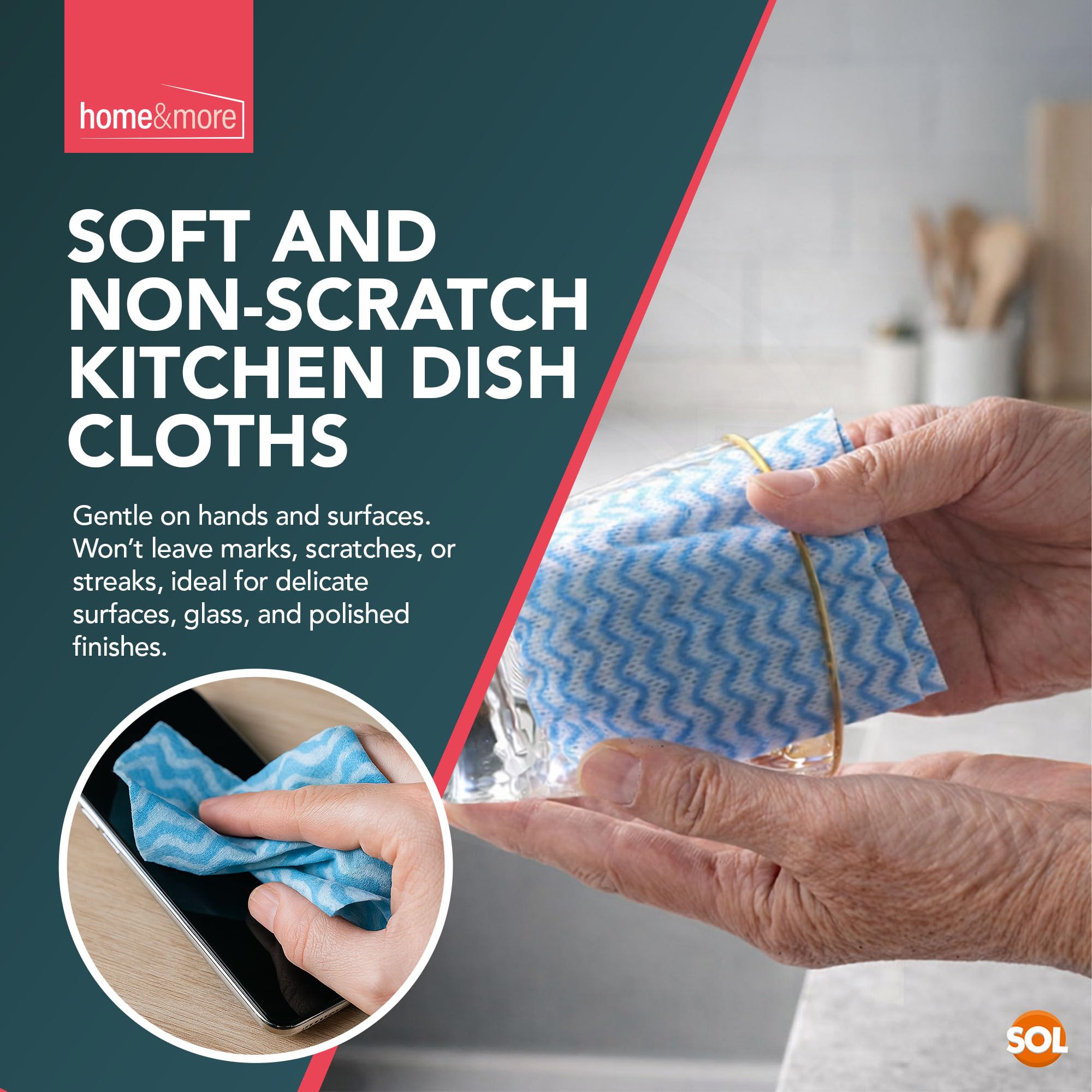 SOL Confezione da 500 Panni Multiuso, Panni Blu Usa e Getta, Morbidi e Delicati per Superfici Delicate, Ideali per Pulire Cucina, Finestre e Vestiti