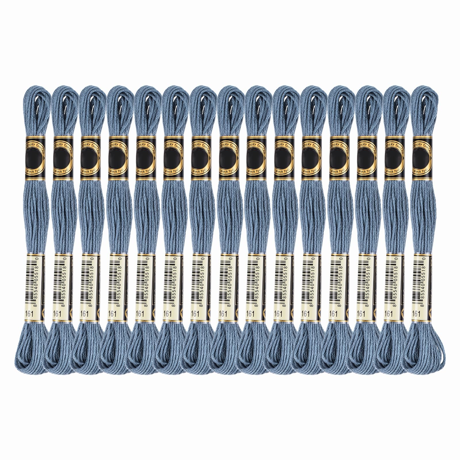 PATIKIL 15 Skeins Embroidery Floss, Solid Colors Polyester Embroidery Threads Friendship Bracelets String for Cross-Stitch Hand Embroidery, Blue-Gray