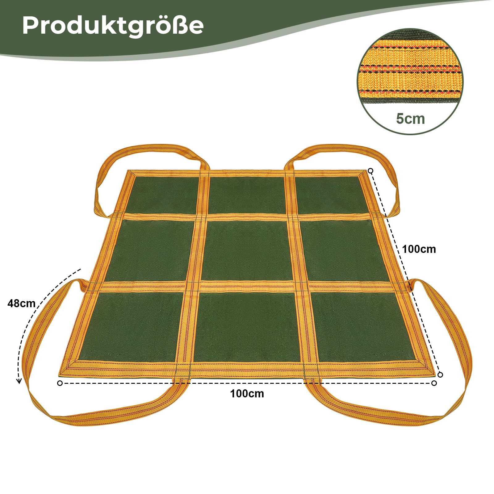 Hangendes Hebenetz, Leinwand Frachtnetz, Hängendes Net, Tragkraft 1 Tonnen | Lastenheber Netz mit verstärkten Griffen, für Baustoffe Waren Lieferung Entladung (100cm * 100cm)