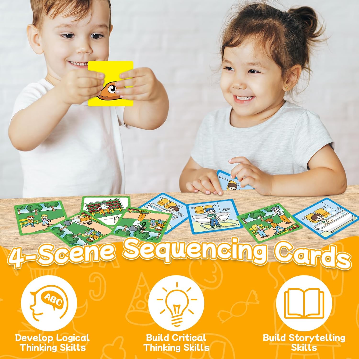Sequencing Cards,Sequence Board Game for Kids,Story Storytelling,Speech Therapy Toys Materials for Autism,Social Skills,Sentence Building,Educational Classroom Preschool Learning Activities
