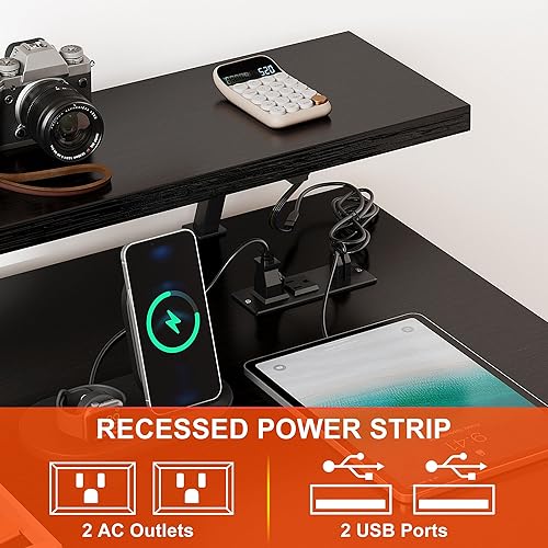 Miniatura 31 de Need AC5WW NA - Escritorio plegable para computadora y oficina en casa con tomas de corriente, soporte para monitor, espacio para taza, luces led y