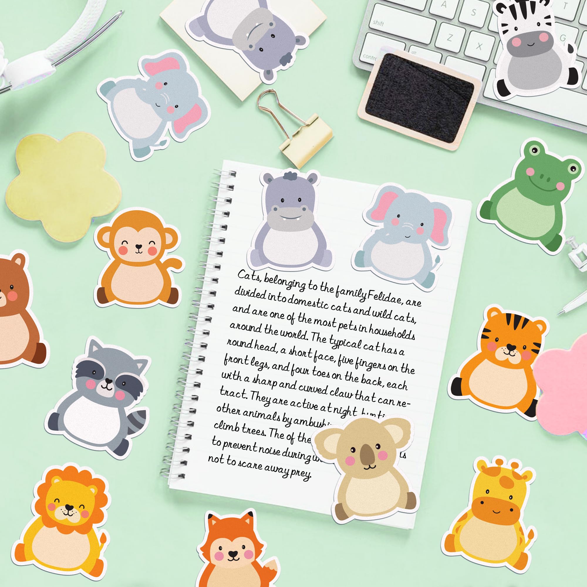 Haftnotizen mit Dschungeltieren, 240 Seiten, niedliches Cartoon-Tier, selbstklebender Notizblock, Dschungeltiere, Haftnotizen, Cartoon-Notizblock, Notizblöcke für Zuhause, Schule, Büro, 12 Designs