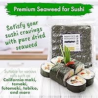 Vista 4 de Fusion Select 50 hojas completas de algas tostadas para rollos de sushi, hojas japonesas de nori para sushi, rollo de California, Onigiri, Musubi