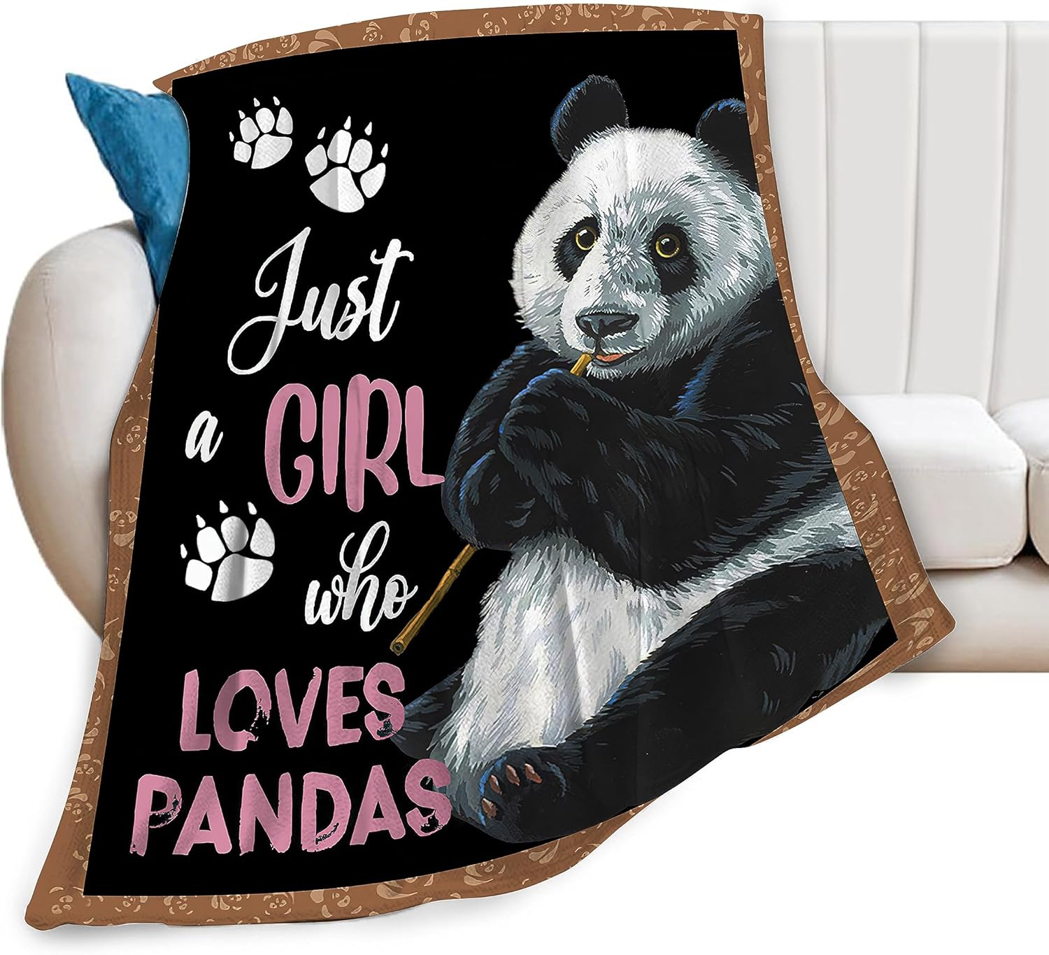 Just A Girl Who Loves Pandas Blanket Soft Warm Cozy Cute