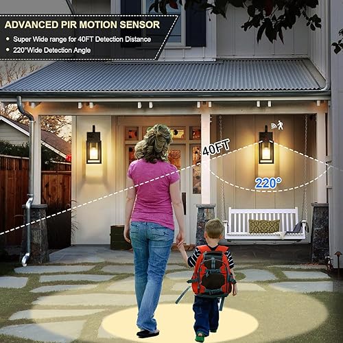 Miniatura 4 de Lámpara de pared para exteriores con sensor de movimiento, luz de porche del atardecer al amanecer, lámpara de pared para exteriores