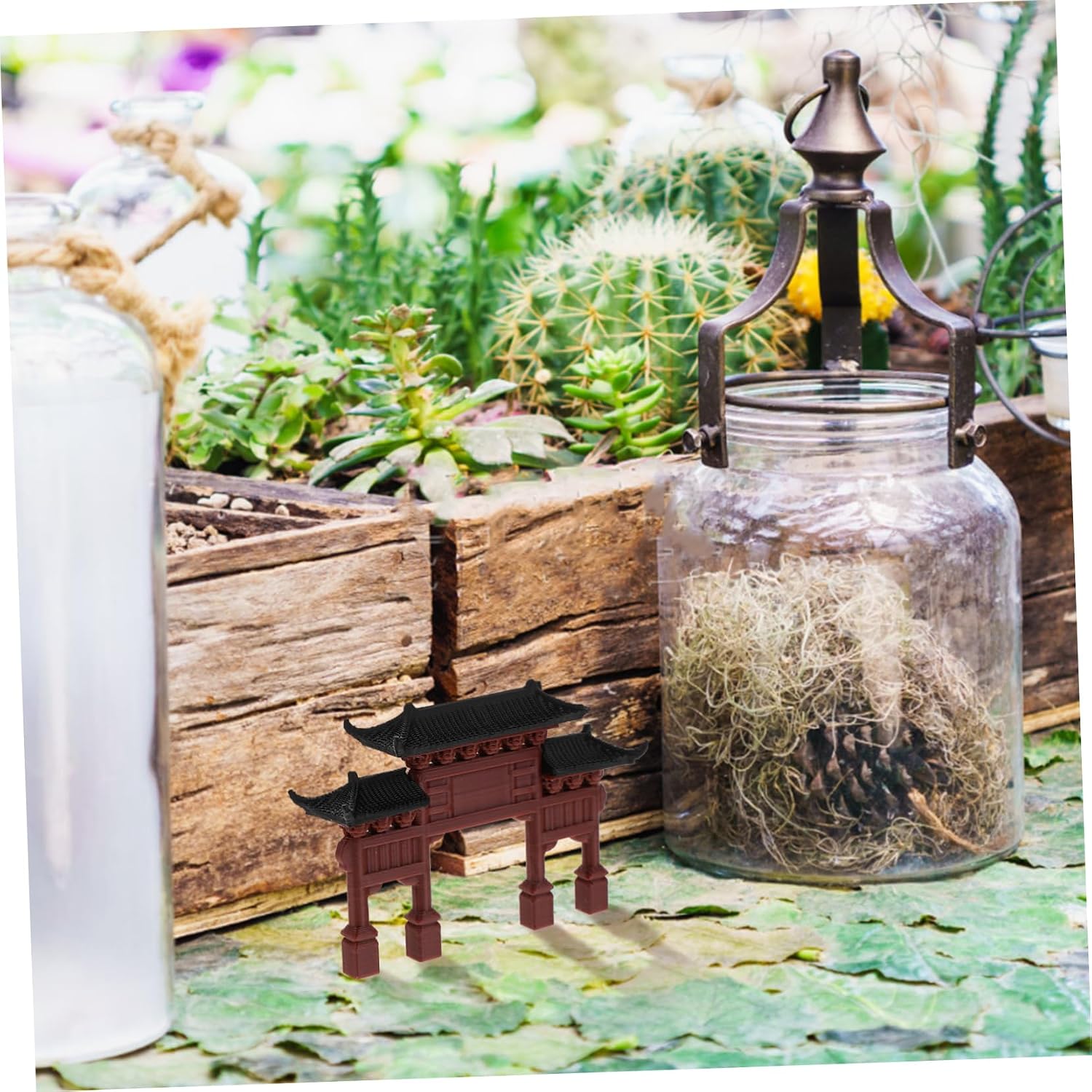 SOLUSTRE Ancient Building Model Decorative Gate Miniature Gate Statue for Home Decoration