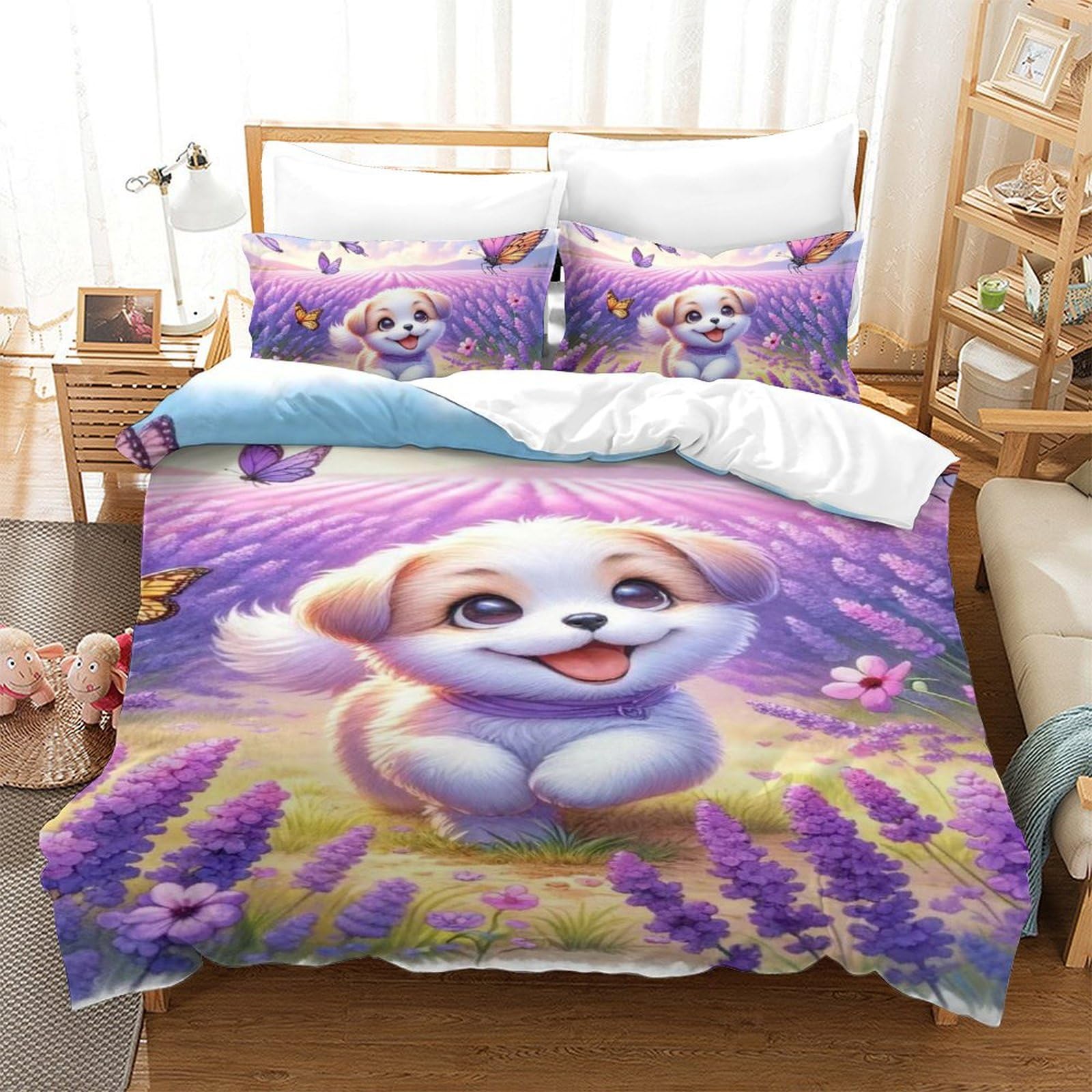 Housse de couette fermeture éclair chien 3D fini la couette qui glisse