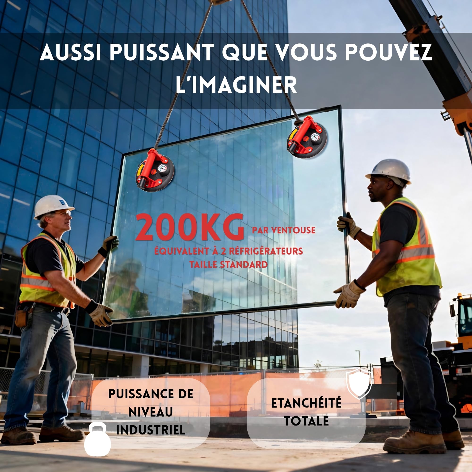 2 Ventouses Carrelage RockToolUp 200mm avec Manomètre | Capacité jusque 400kg, Professionnelles, Pour Carreaux, Pare-brise, Meuble, Déménagement, Kit & Malette incluse