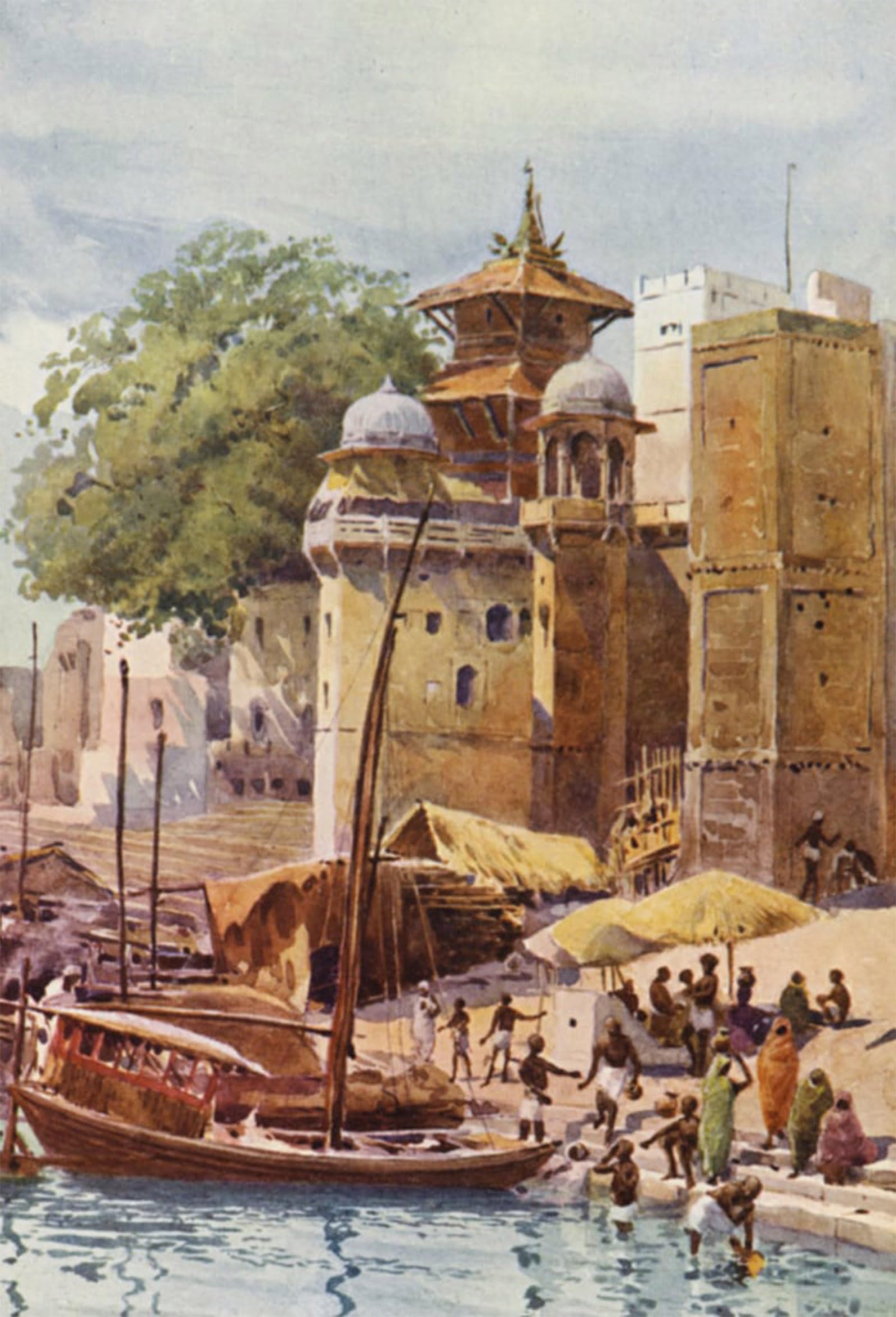 ARTXLXXBN Famous Painting Canvas Artwork Graffiti Print the Bathing Ghats Benares by Alexander Henry Hallam Murray Portrait Canvas Image for Home Decor 60x90cm