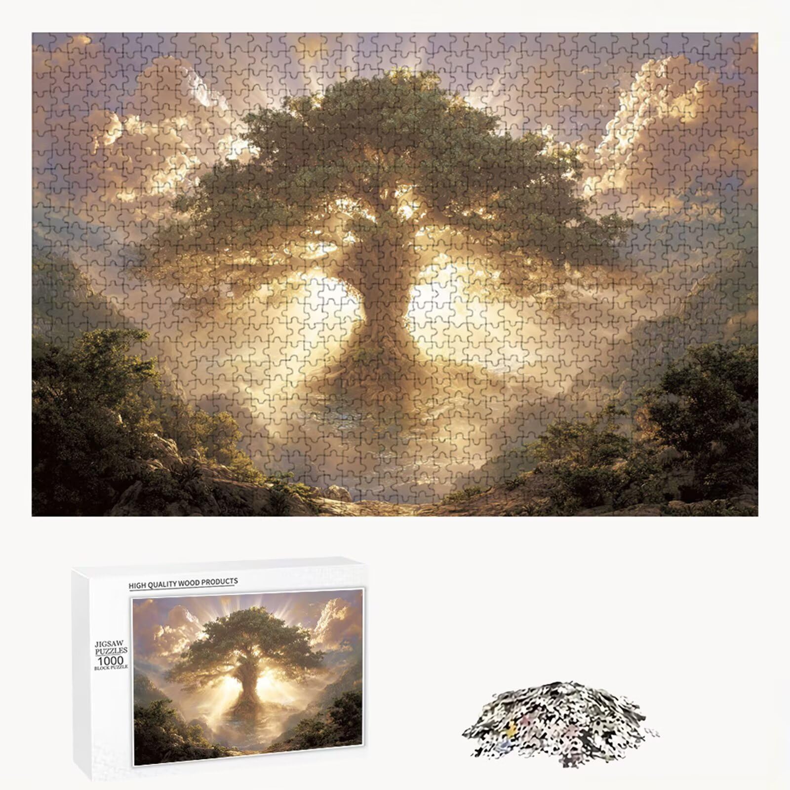 4000 Pezzi Puzzle Adulti - Albero & Tramonto - Fabbricazione in Legno Robusto (Forma Classica) - Decorazione Murale con Poster - Prodotto Riservato ad Adulti e 14 Anni in Su (147x105cm) P3#524