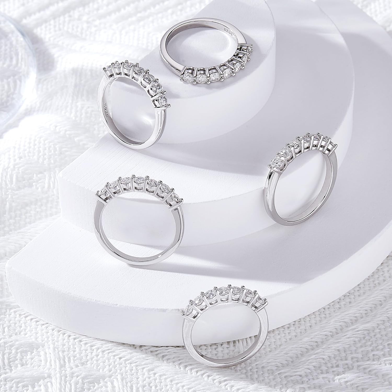 Moissanite Wedding Band,925 Sterling Silver Engagement Rings for Women, 0.7 ct D Color VVS1 Lab Created Diamond Rings,Eternity Promise Stackable Engagement Ring Ring for Her Size 4-9 - Image 5