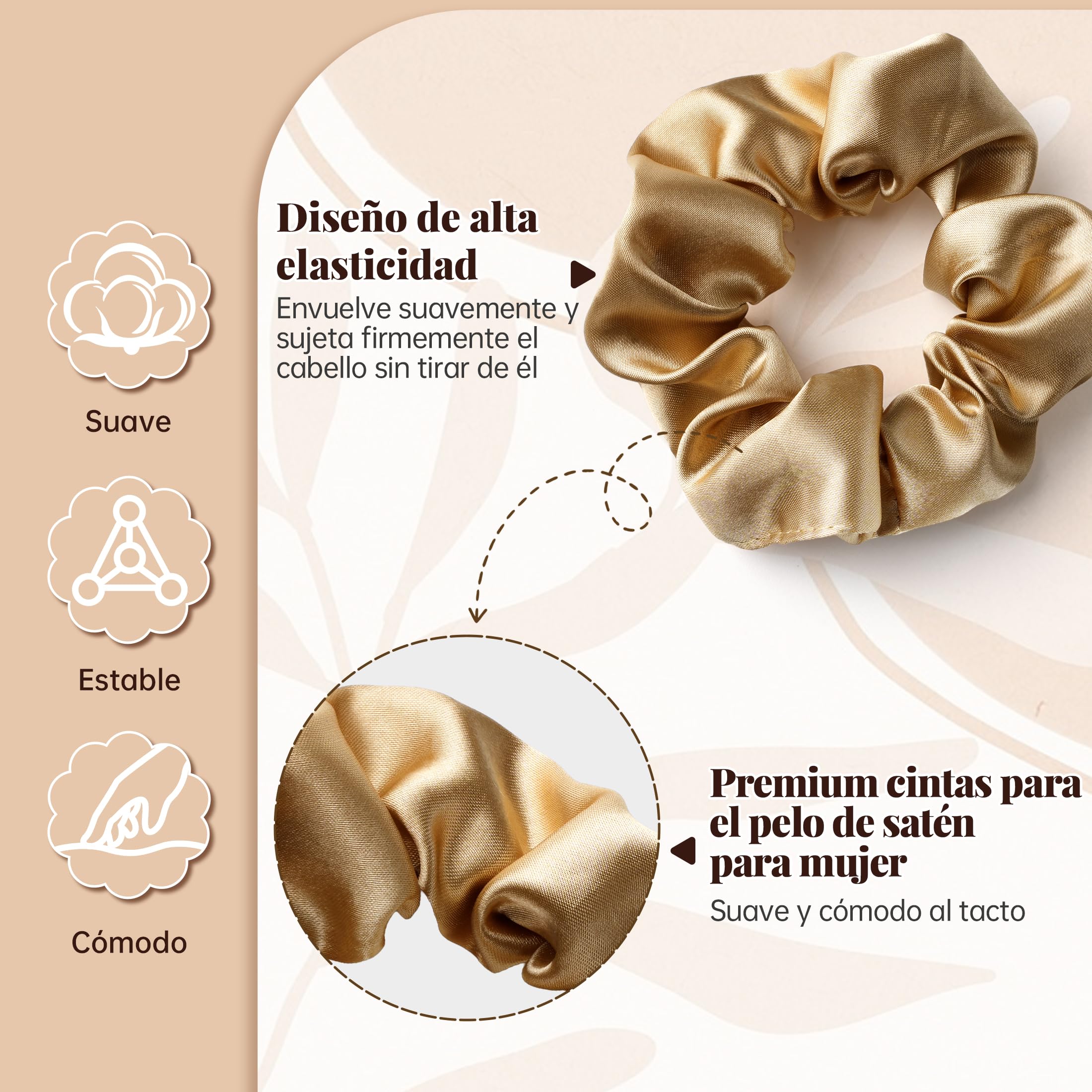 12 Piezas Coleteros Pelo Mujer, Coletero Seda de Satén para Mujeres y Niñas, Scrunchies Gasa Elásticos para Cabello Rizado y Liso, Gomas de Pelo Suave y Durables (6 colores, 9 cm)