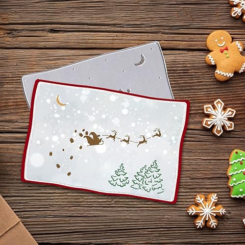 Vista 13 de Marco de árbol de Navidad troquelado para hacer tarjetas, troqueles de corte de palabras de Noel de Navidad, plantillas de troqueles de estrellas